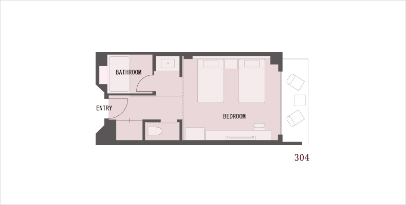 Deluxe twin with terrace / Room layout
